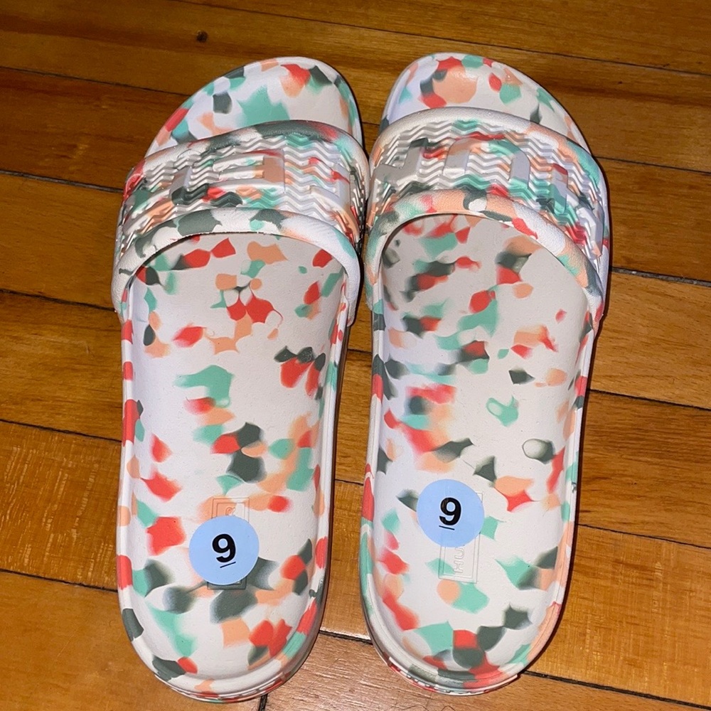 NWT💥Hunter Bloom Algae Marble Slide Sandals Sz.9/UK 7